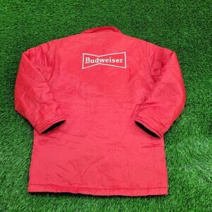 Vintage 70s Budweiser Beer Jacket Large 24x33 Red Lined USA